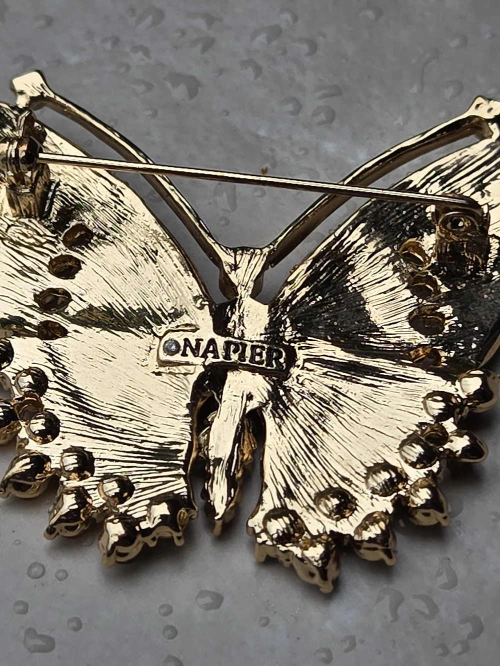 Napier Gold Floral Link Necklace Pink Green Enamel But